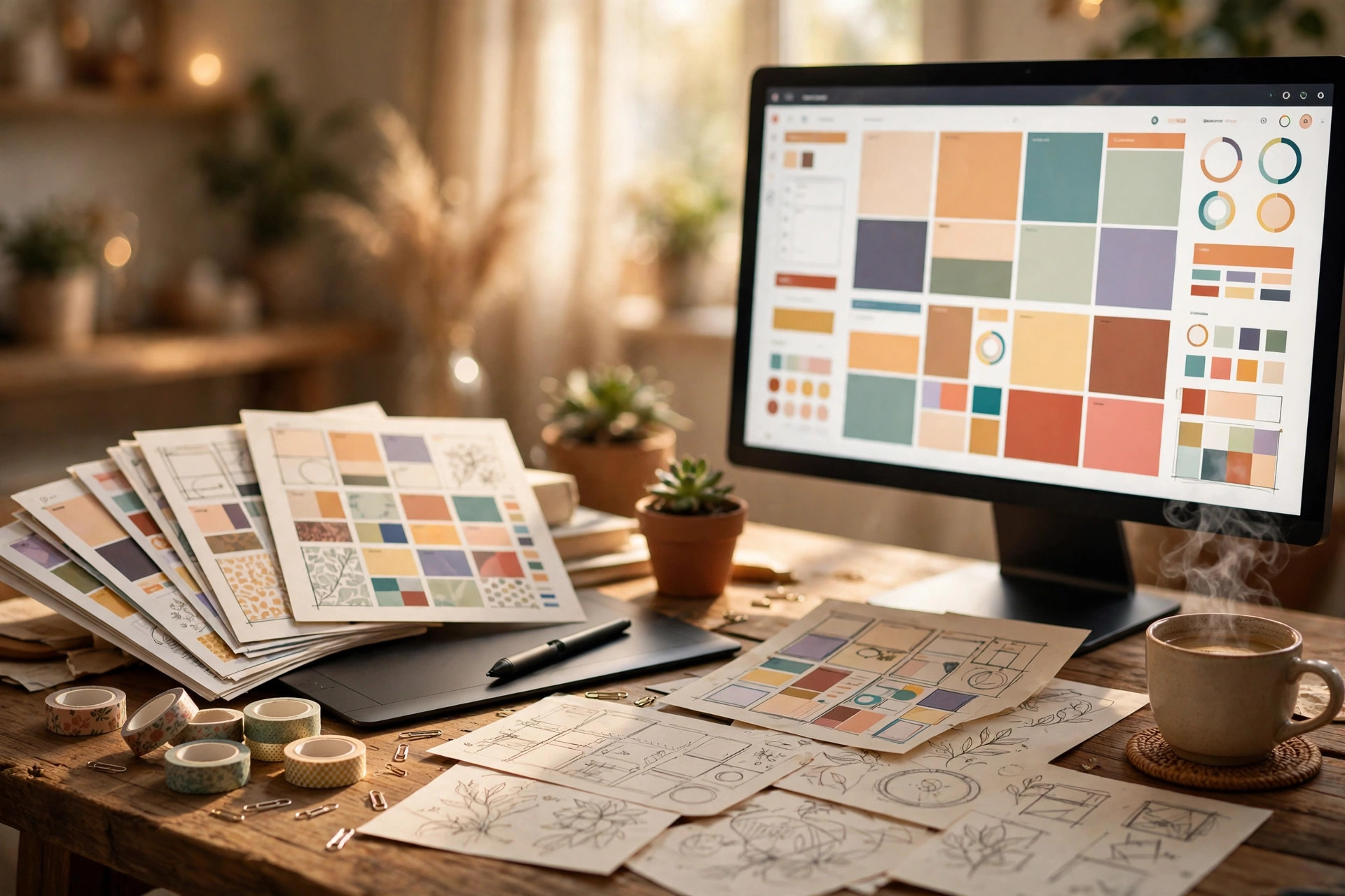 Designer workspace showing how to sell your designs online as digital products