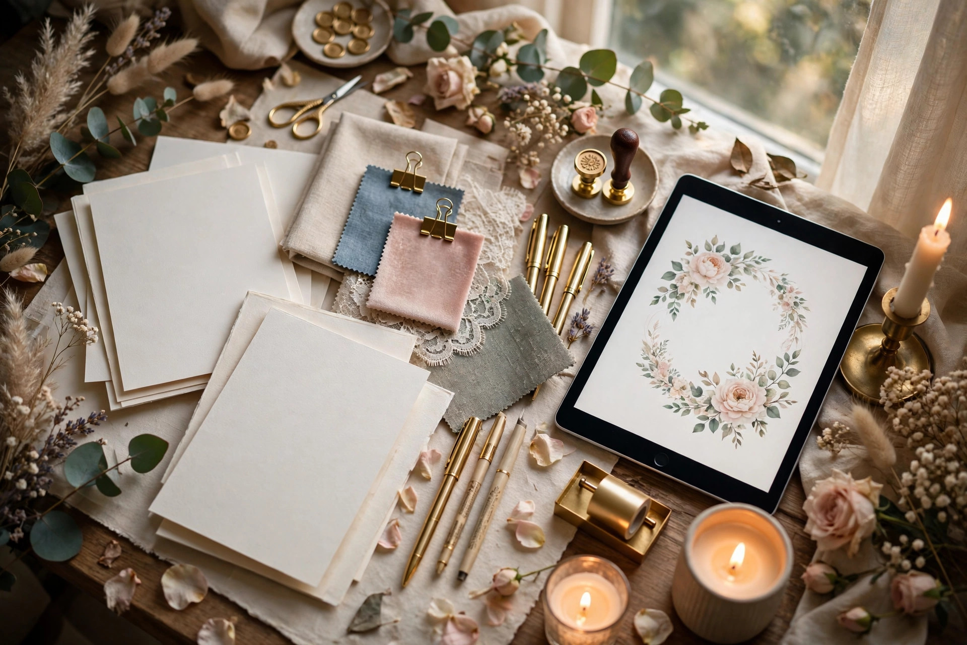 Designer workspace for creating editable digital invitation templates